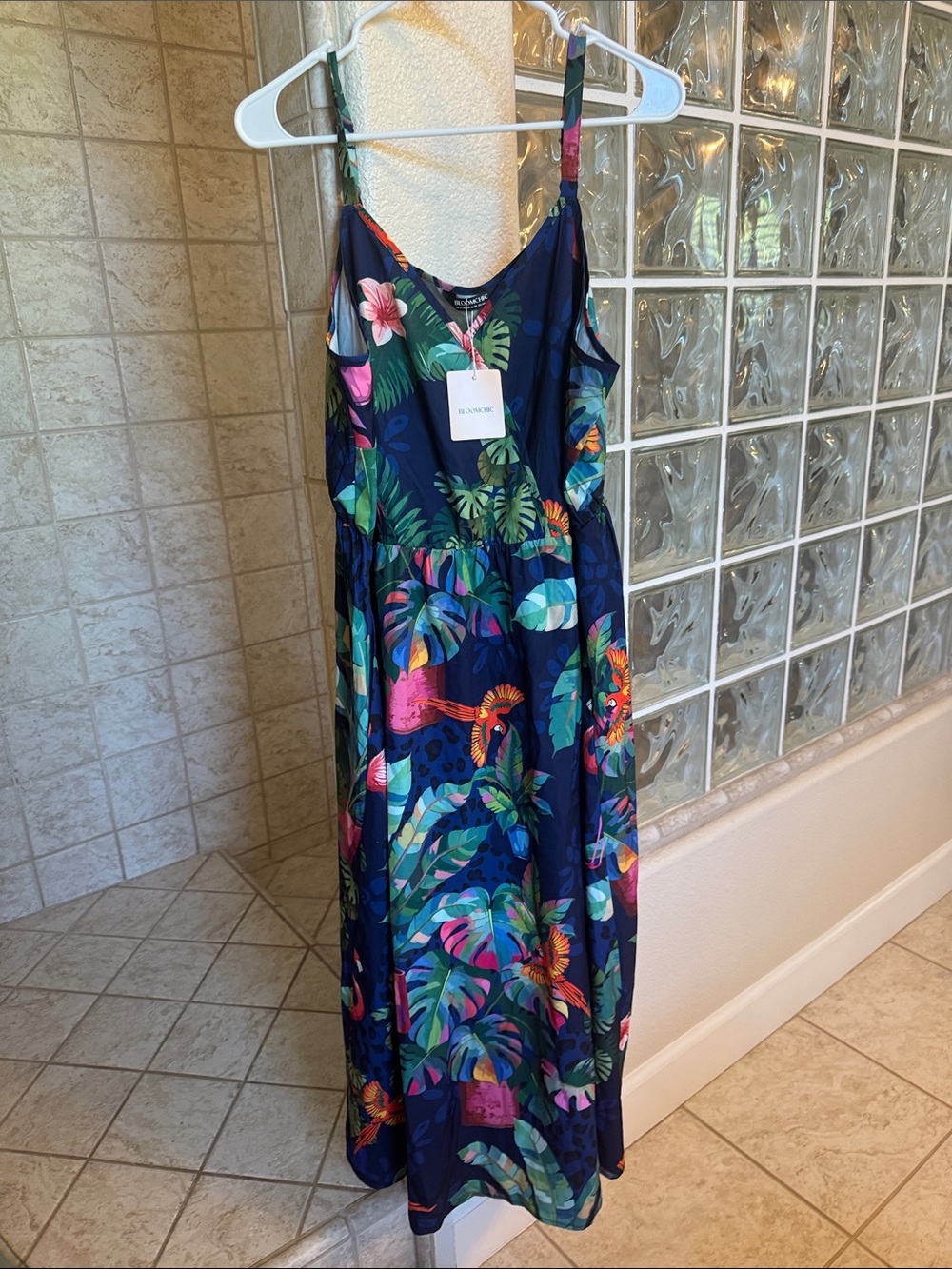 BloomChic Navy Tropical Floral Maxi Dress